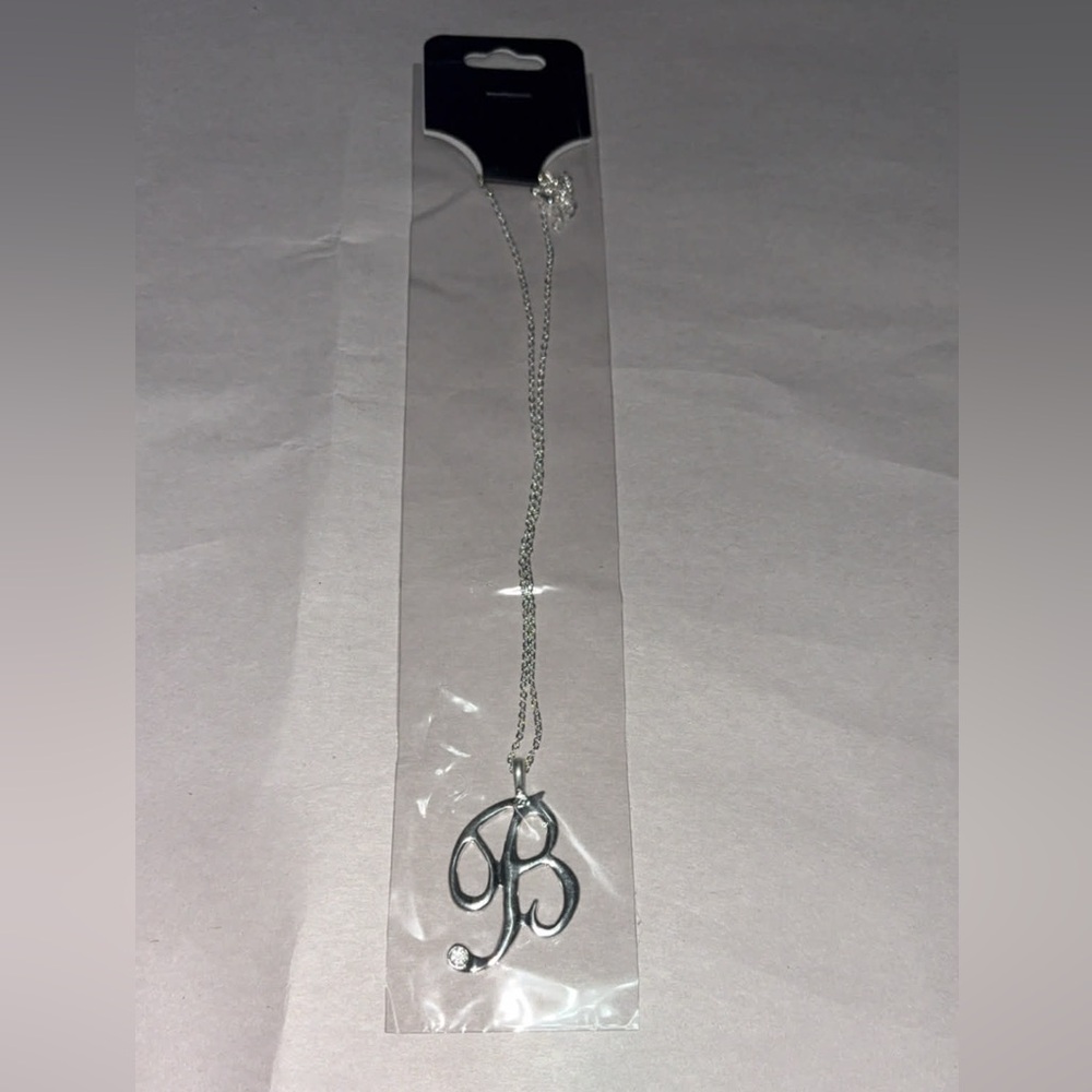 Elegant Silver Color‎ Initial B Necklace